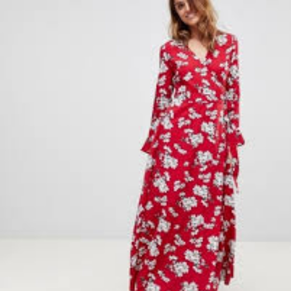 Liquorish Floral Wrap Maxi Dres